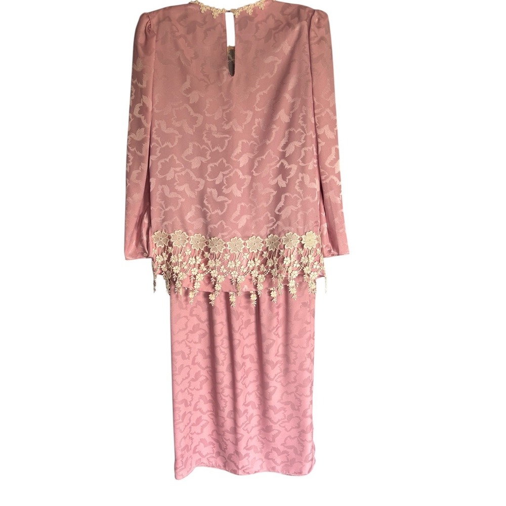 Vintage JC Penny 2 Piece Satin Mauve  Ivory Lace Skirt Set‎ Women's Size 10 - Picture 2 of 7